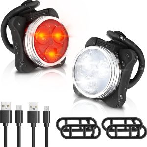 Bicycle Light, USB Rechargeable Bike Lights, Front and Rear Light IPX5 Waterproof with 4 Lighting Modes for MTB Cycling Protection