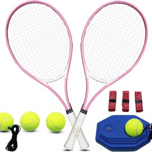 Tennis Rackets for Adults, 2 Players, Recreational Tennis Racket Set for Beginners and Professionals with 4 Tennis Balls, 3 Overgrips, 1 Tennis Bag