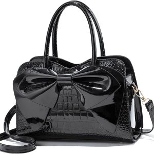 NICOLE & DORIS Women’s Handbags Small Handbag Lady Shoulder Bag Cute Messenger Bag for Girls PU Leather Shoulder Bag Waterproof Patent Bag Party Handbags Black