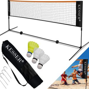 KESSER® Badminton Net Tennis Net | Badminton Net with Adjustable Height in 3 Positions, Set Composed of Net, 3 Badminton Balls, Heavy Duty Iron Frame Blue