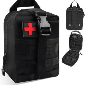 Srup First Aid Kit, Portable Medicine Bag, Mini First Aid Kit, Empty Kit for Home Office Sport Hiking Travel Camping (Black)
