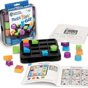 Learning Resources Mental Blox Go! Board Game for Kids Ages 5-9, 16 Piece Plastic Book with 10 Puzzles and Storage Box