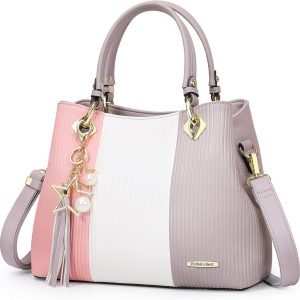 Handbags for Women with Multiple Internal Pockets in Pretty Color Combination, Women’s Satchel Handbag